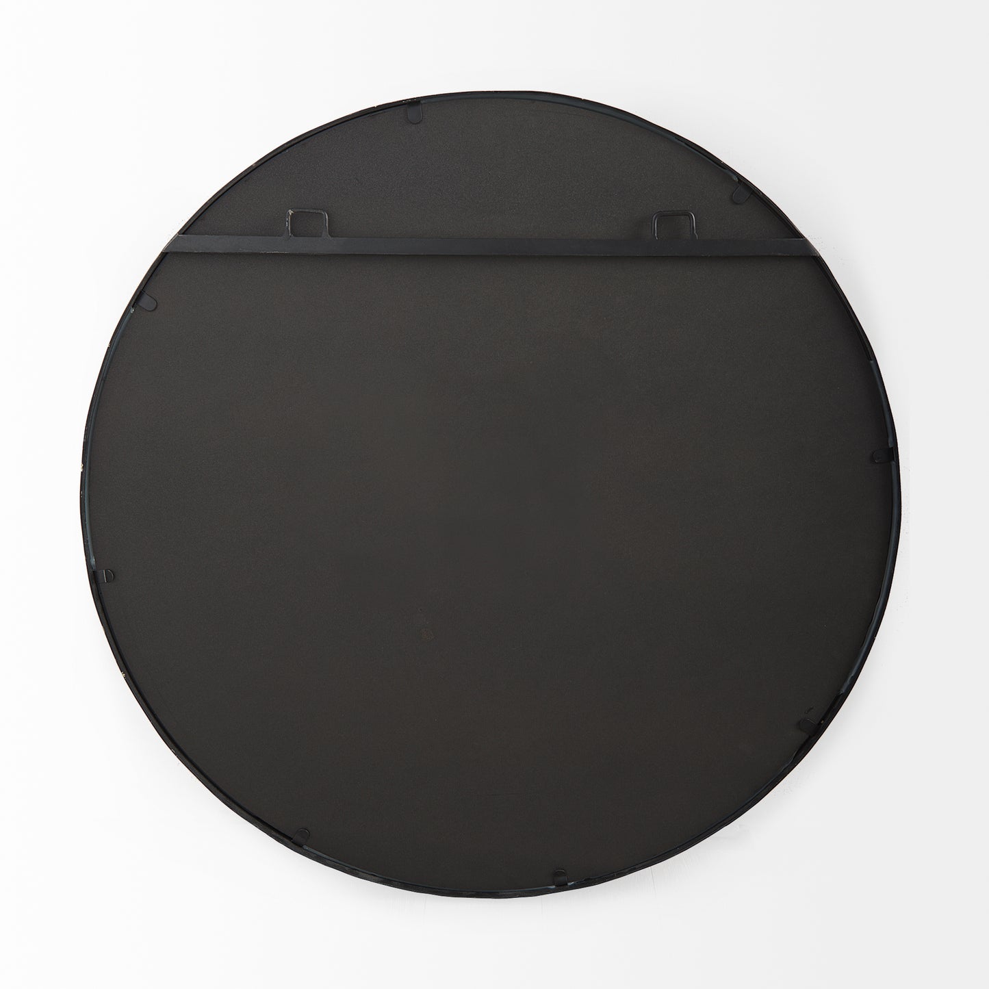 Adelaide 29.7"Black Metal Scallop Edge Round Mirror