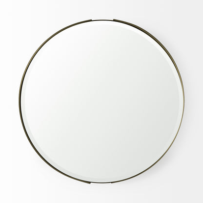 Adrianna 24.4" Gold Metal Round Mirror