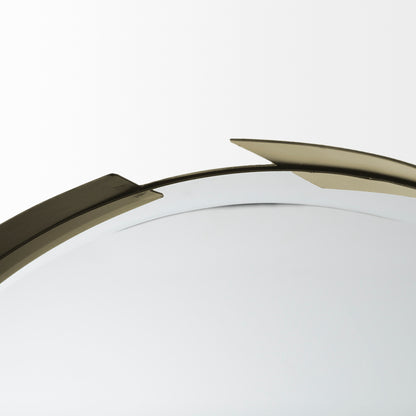 Adrianna 24.4" Gold Metal Round Mirror