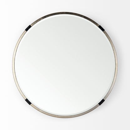 Melissa 23" Small Round Gold Metal Wall Mirror