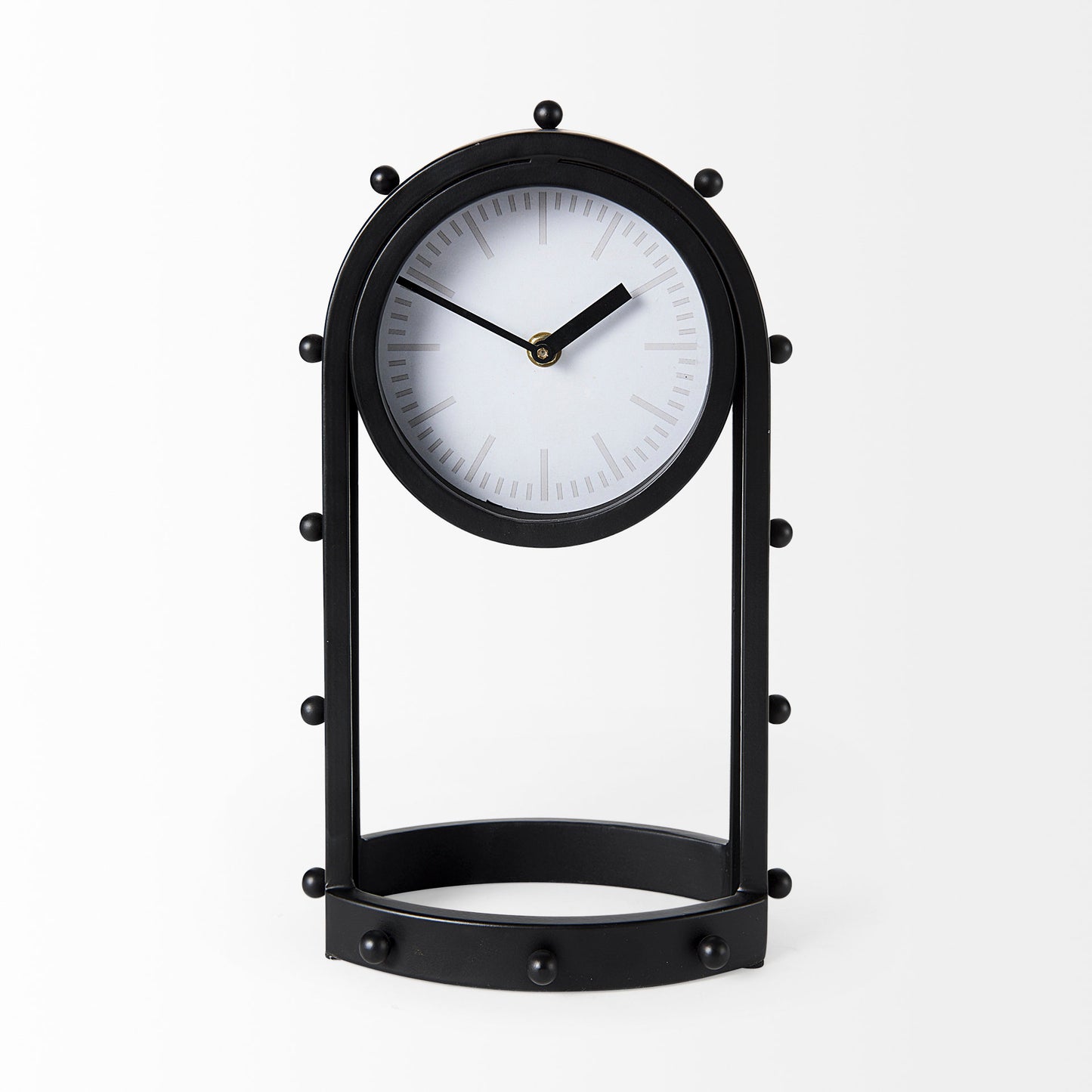 Marian 7.5L x 5.7W x 13.0H Black Studded Table Clock
