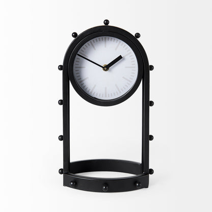 Marian 7.5L x 5.7W x 13.0H Black Studded Table Clock