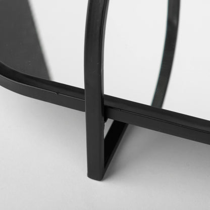 Evianna 30L x 7W x 7H Mirrored W/Black Metal Frame Tray