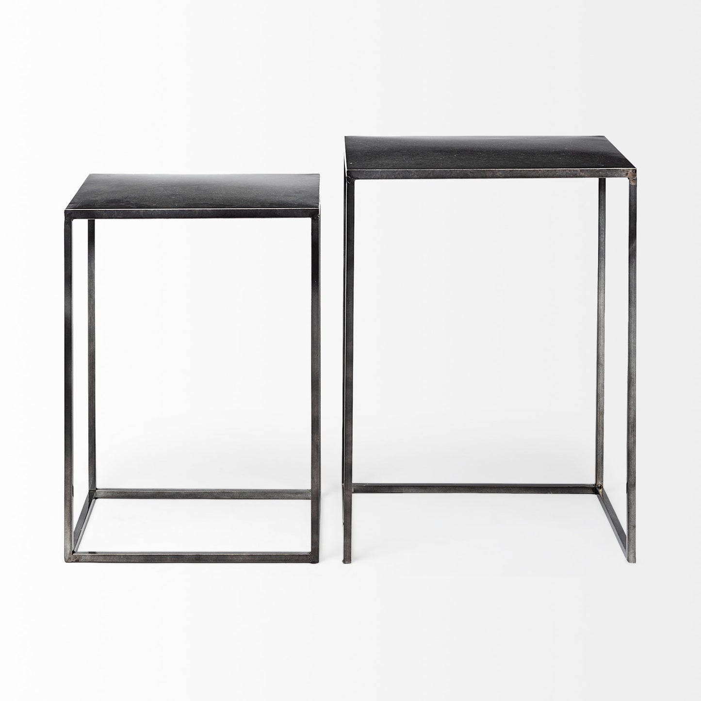 Kasey (Set of 2) 17.7L x 12.6W x 24.4H Galvanized Metal Nesting Accent Tables