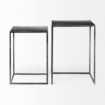 Kasey (Set of 2) 17.7L x 12.6W x 24.4H Galvanized Metal Nesting Accent Tables