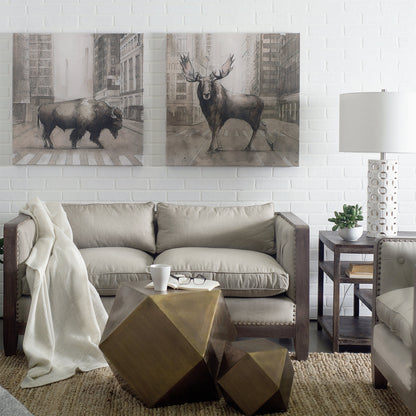 Wright II 22" x 21.9" Square Top Medium Brown Wooden Multi-Shelf End/Side Table