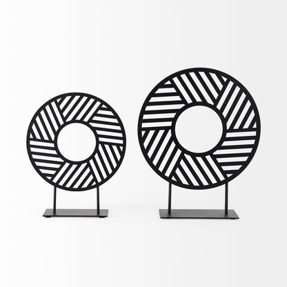 Micra 9.1L x 2.6W x 10.9H Matte Black Metal Decorative Object on a Stand