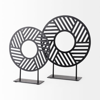 Micra 9.1L x 2.6W x 10.9H Matte Black Metal Decorative Object on a Stand