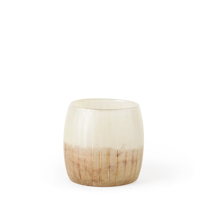 Agnetha 7.3L x 7.3W x 6.8H Gold/Cream Ombre Glass Vase