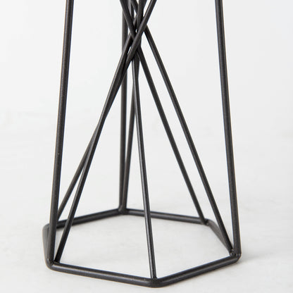 Sixx I Small Antiqued Metal Hexagonal Table Candle Holder