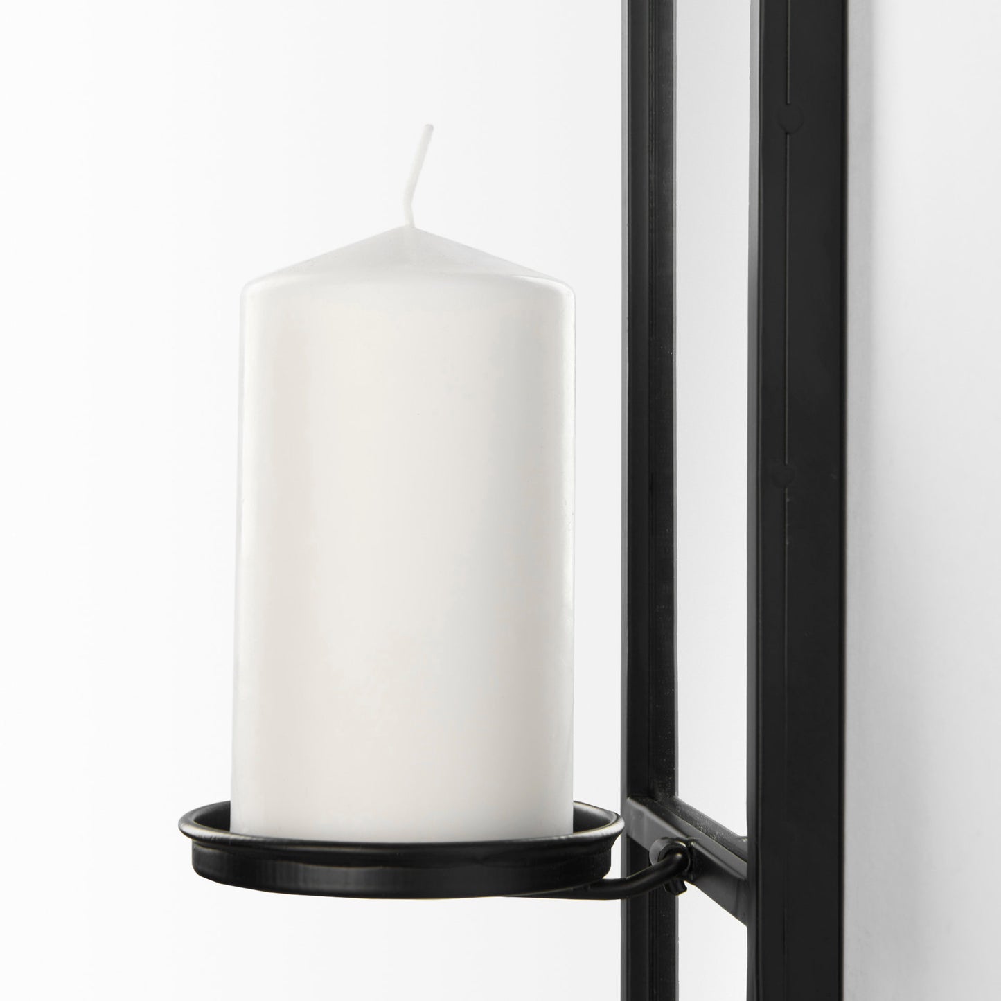 Evianna 7L x 7W x 25H Mirrored W/Black Metal Frame Wall Candle Holder