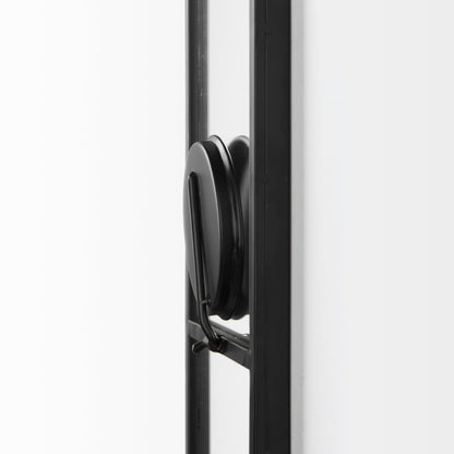 Evianna 7L x 7W x 25H Mirrored W/Black Metal Frame Wall Candle Holder