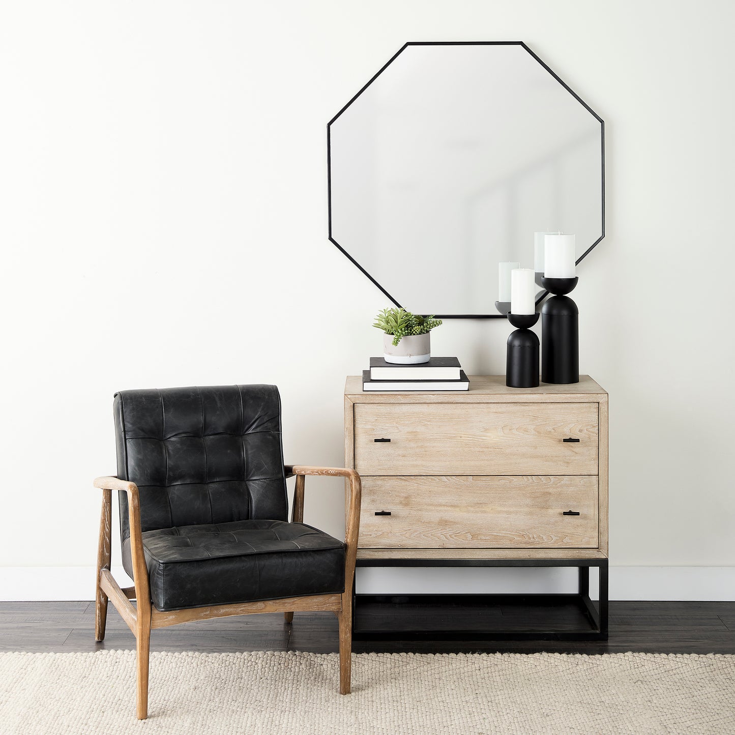 Ciara 32L x 16W Beige Fir Veneer 2 Drawer Accent Cabinet