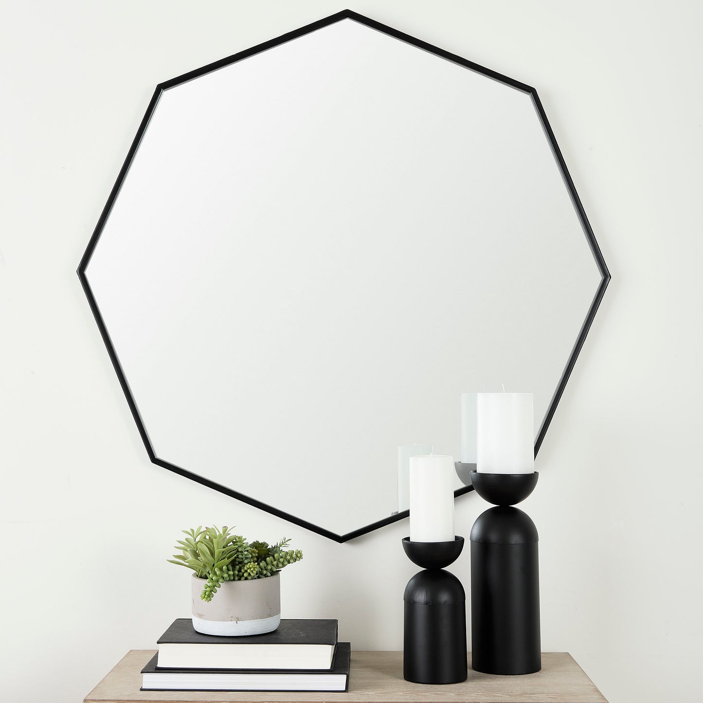 Helix 37" Octogon Black Metal Frame Mirror