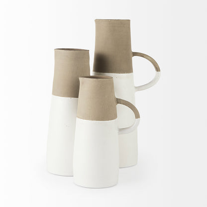 Garand Small 13H Two-Toned White Natural Ceramic Jug