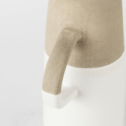 Garand Small 13H Two-Toned White Natural Ceramic Jug