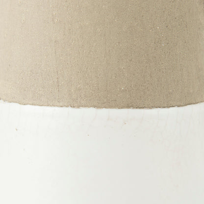 Garand Small 13H Two-Toned White Natural Ceramic Jug