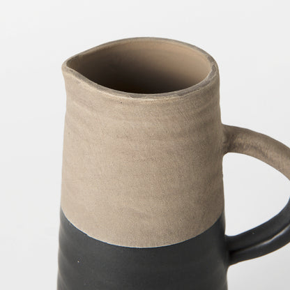 Garand Small 13H Two-Toned Black/Natural Ceramic Jug