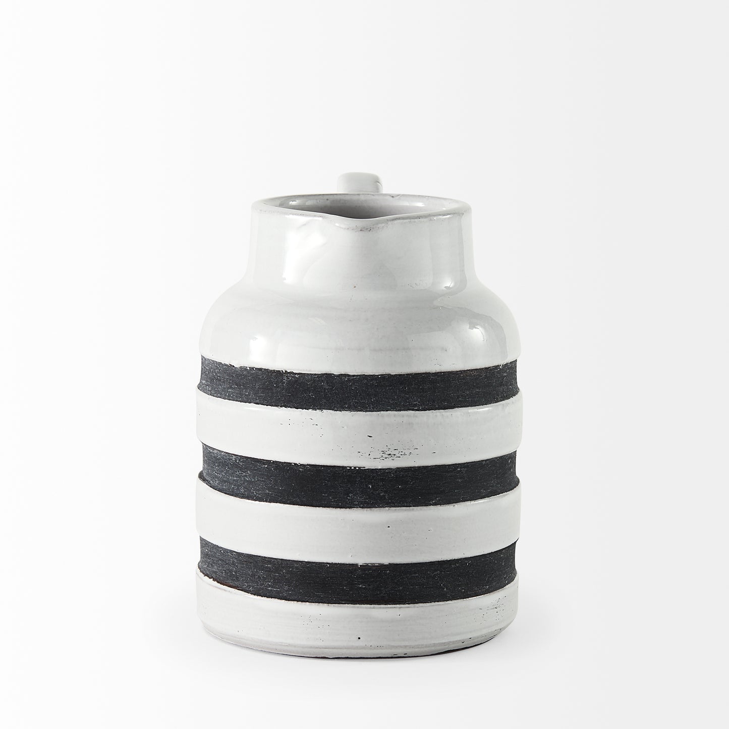 Harmon I Small White w/ Charcoal Stripes Ceramic Jug