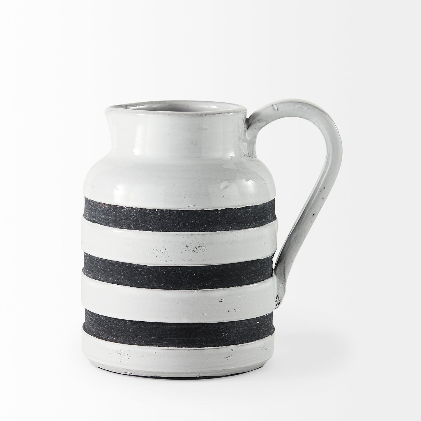 Harmon I Small White w/ Charcoal Stripes Ceramic Jug