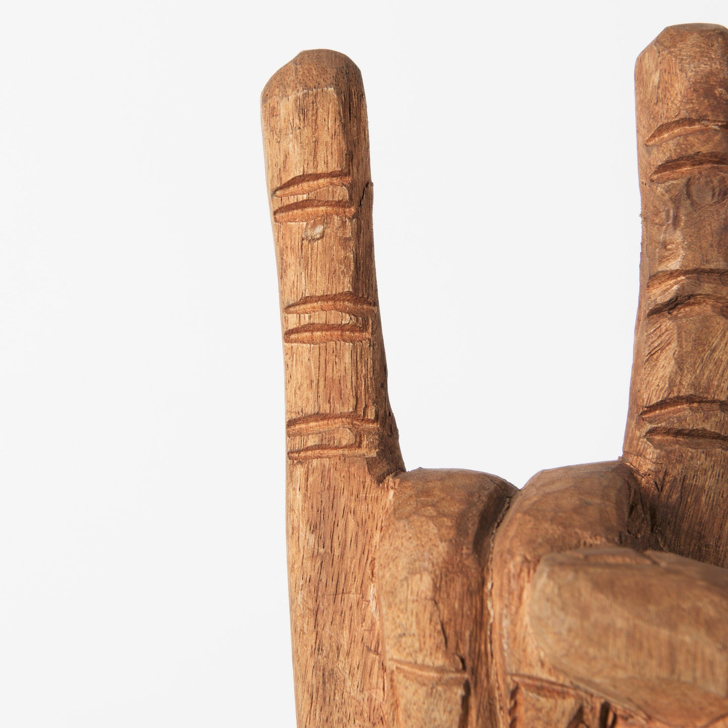 Saxum 4L x 4W Natural Wooden Carved Hang Loose Hand