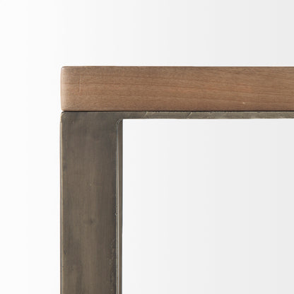 Faye 14L x 18W x 26H Medium Brown Wood W/ Antique Nickel Finished Metal Base C Side Table