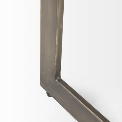 Faye 14L x 18W x 26H Medium Brown Wood W/ Antique Nickel Finished Metal Base C Side Table