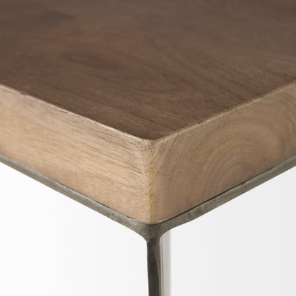 Faye (Set of 2) 19L x 19W x 26H Medium Brown Wood W/Metal Base Accent Tables