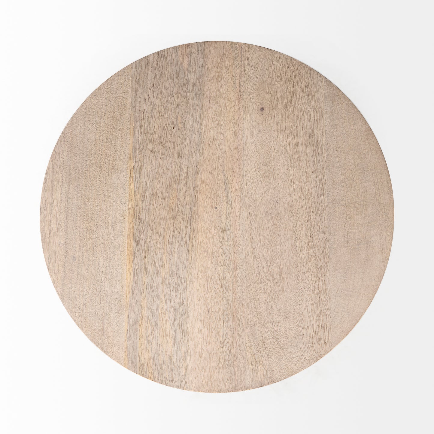 Maxwell 20" Round Light Brown Wood w/ Gold Metal Pedestal Side Table