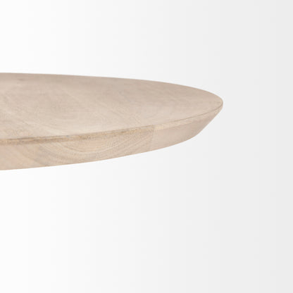 Maxwell 20" Round Light Brown Wood w/ Gold Metal Pedestal Side Table