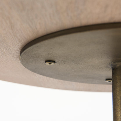 Maxwell 20" Round Light Brown Wood w/ Gold Metal Pedestal Side Table