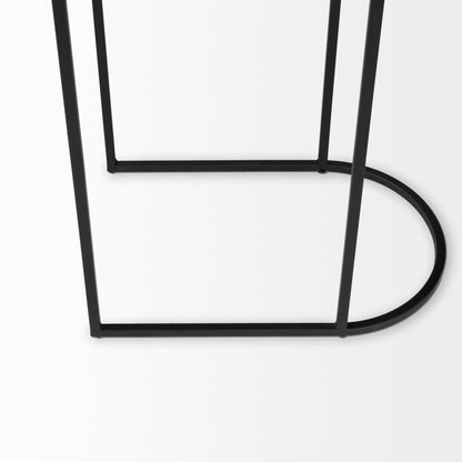 Celine 24.2 L x 12.6 W x 22.4 H Set of Two Black/Silver Metal and Glass Nesting Accent Tables