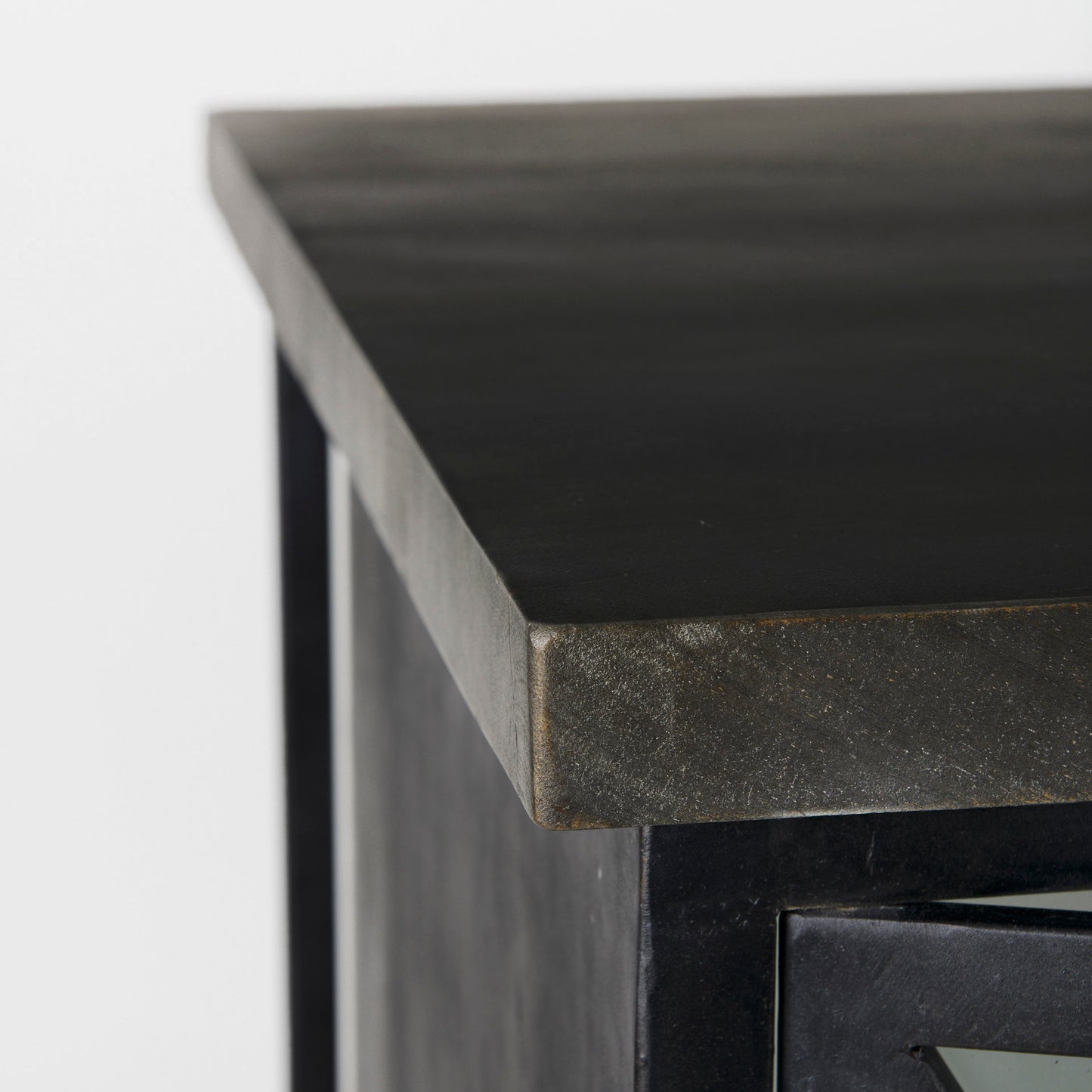 Dimitra 62.0L x 32.0W x 36.0H Dark Iron W/Glass Doors Kitchen Island