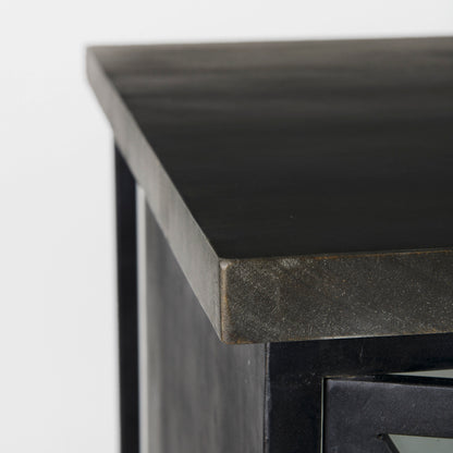 Dimitra 62.0L x 32.0W x 36.0H Dark Iron W/Glass Doors Kitchen Island