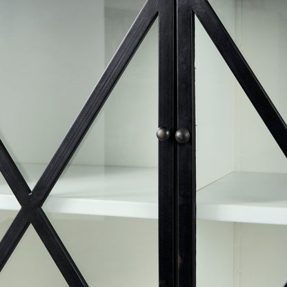 Dimitra 62.0L x 32.0W x 36.0H Dark Iron W/Glass Doors Kitchen Island