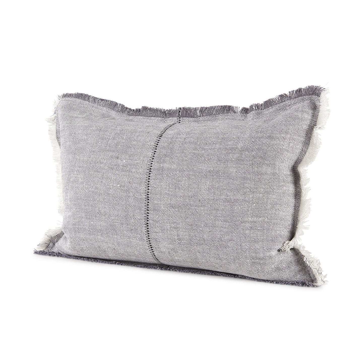 Thais 13L x 21W Gray Fabric Fringed Decorative Pillow Cover