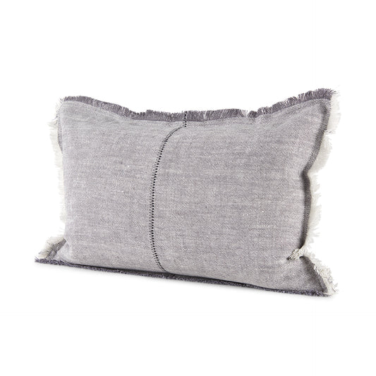 Thais 13L x 21W Gray Fabric Fringed Decorative Pillow Cover