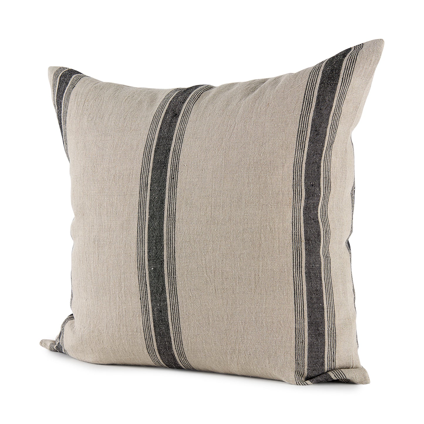 Hattie 20L x 20W Beige and Black Fabric Striped Decorative Pillow Cover
