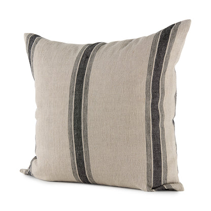 Hattie 20L x 20W Beige and Black Fabric Striped Decorative Pillow Cover