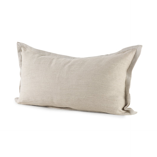 Mae 14L x 26W Beige Fabric Decorative Pillow Cover