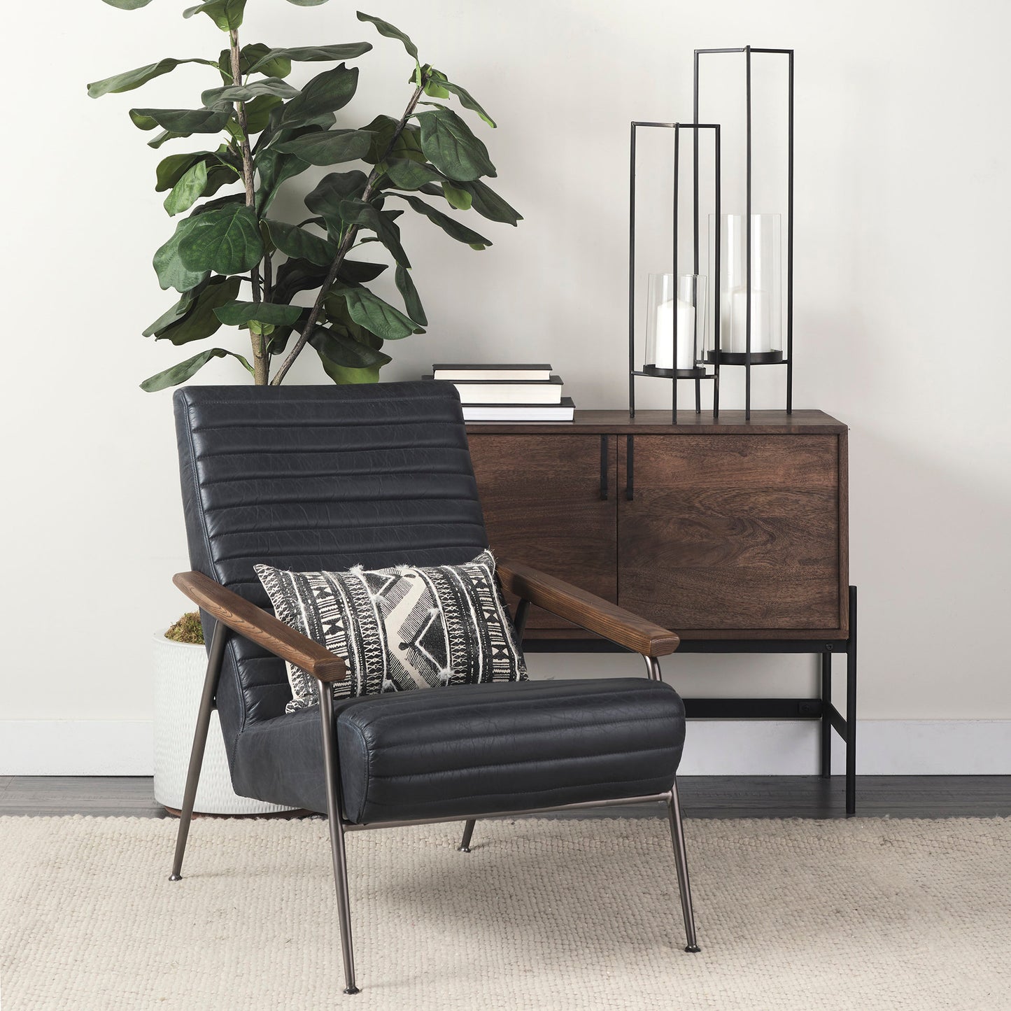 Abigail I Large Gunmetal Gray Metal Table Candle Holder