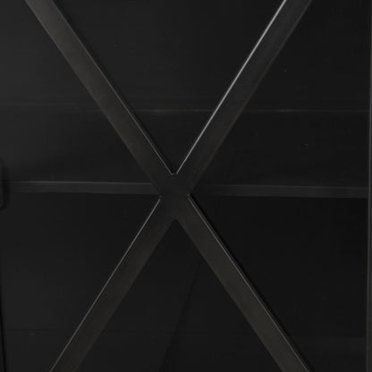 Poppy I 79x16 Black Metal With Glass Door Sideboard