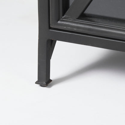 Poppy I 79x16 Black Metal With Glass Door Sideboard