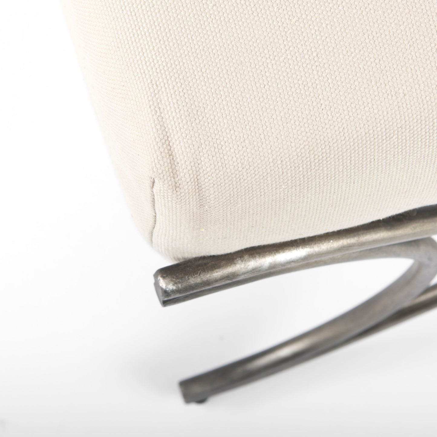 Ayla 55L x 17.6W x 18H Cream Fabric Seat W/ Antique Nickel Frame Bench