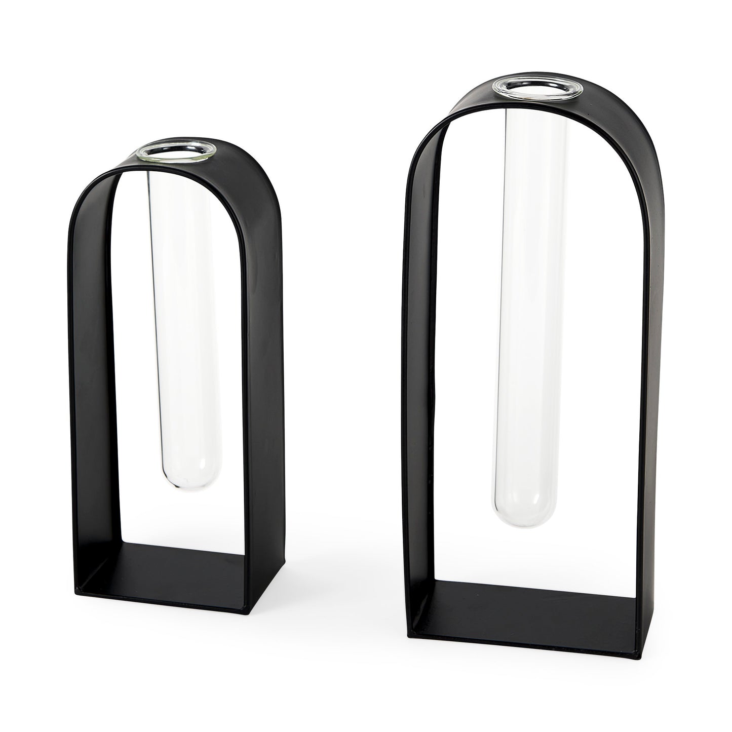 Boyer 5.1L x 3.0W x 12.0H Black Metal W/Glass Set of Two Test Tube Decorative Objects