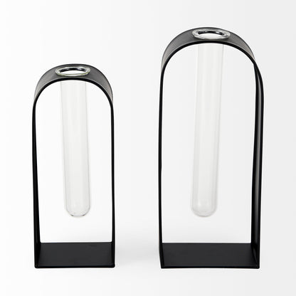 Boyer 5.1L x 3.0W x 12.0H Black Metal W/Glass Set of Two Test Tube Decorative Objects