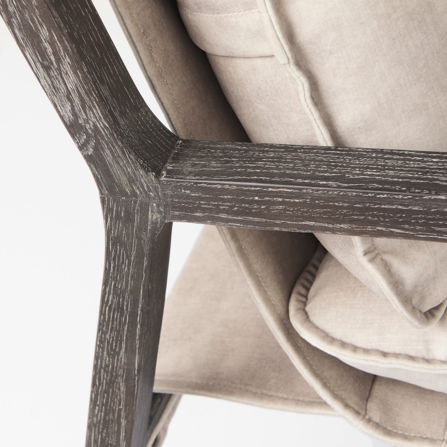 Brayden 28.3L x 34.1W x 35H Dark Brown Wood W/ Cream Fabric Seat Accent Chair