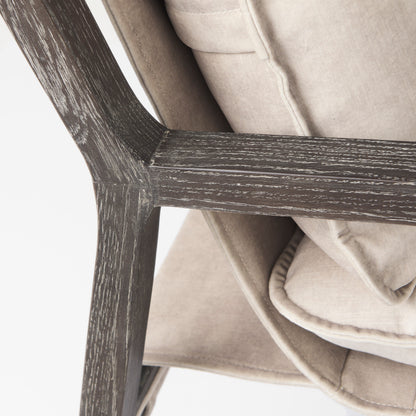 Brayden 28.3L x 34.1W x 35H Dark Brown Wood W/ Cream Fabric Seat Accent Chair