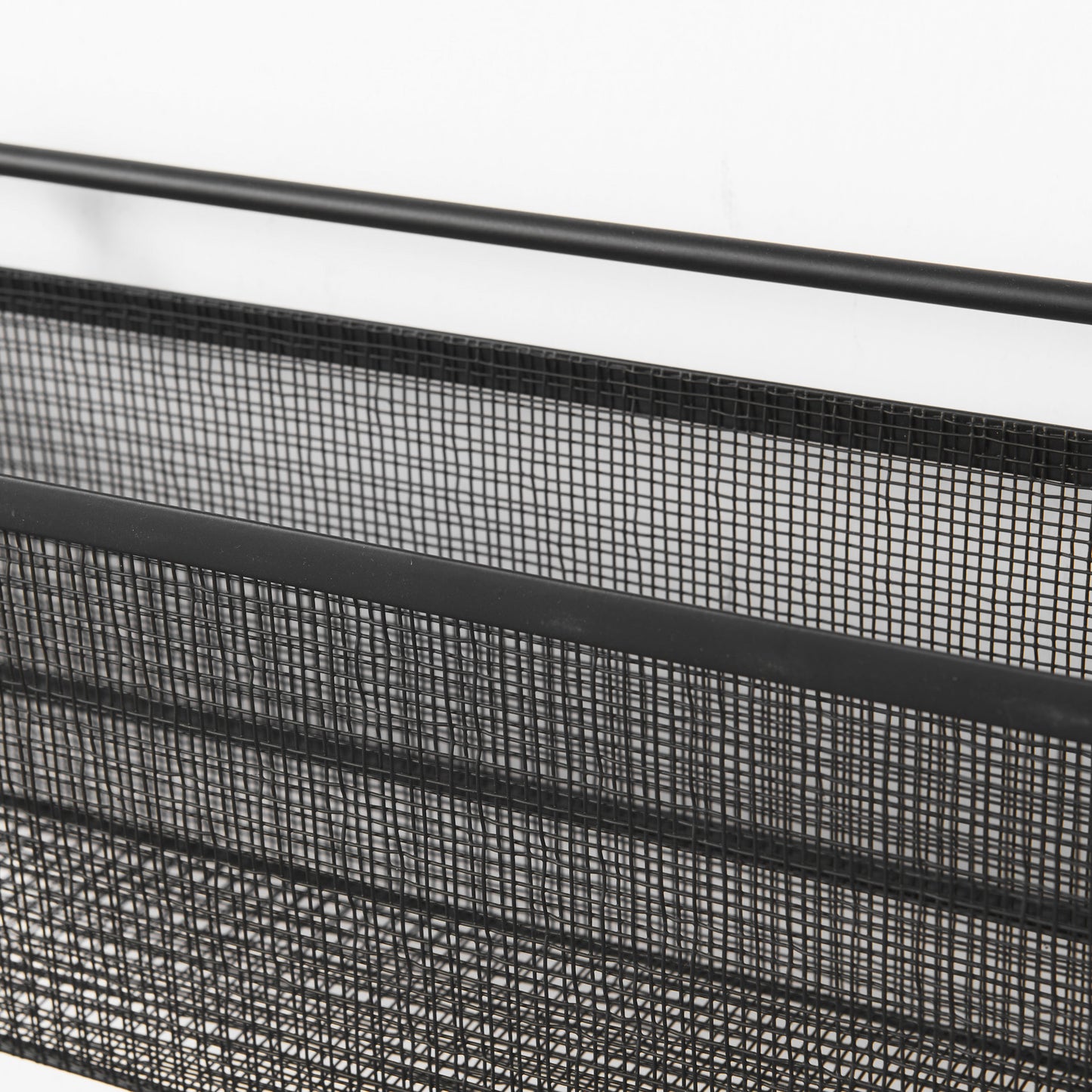 Macrinus 23.4L x 5.5W x 38.6H Black Metal W/Mesh Wall Mounted Shelf