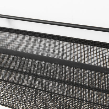 Macrinus 23.4L x 5.5W x 38.6H Black Metal W/Mesh Wall Mounted Shelf